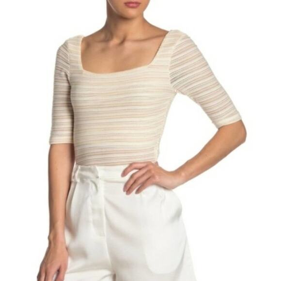 NSR | NEW Stripe Shelly Stretch Knit Top Size Medium - Picture 1 of 6